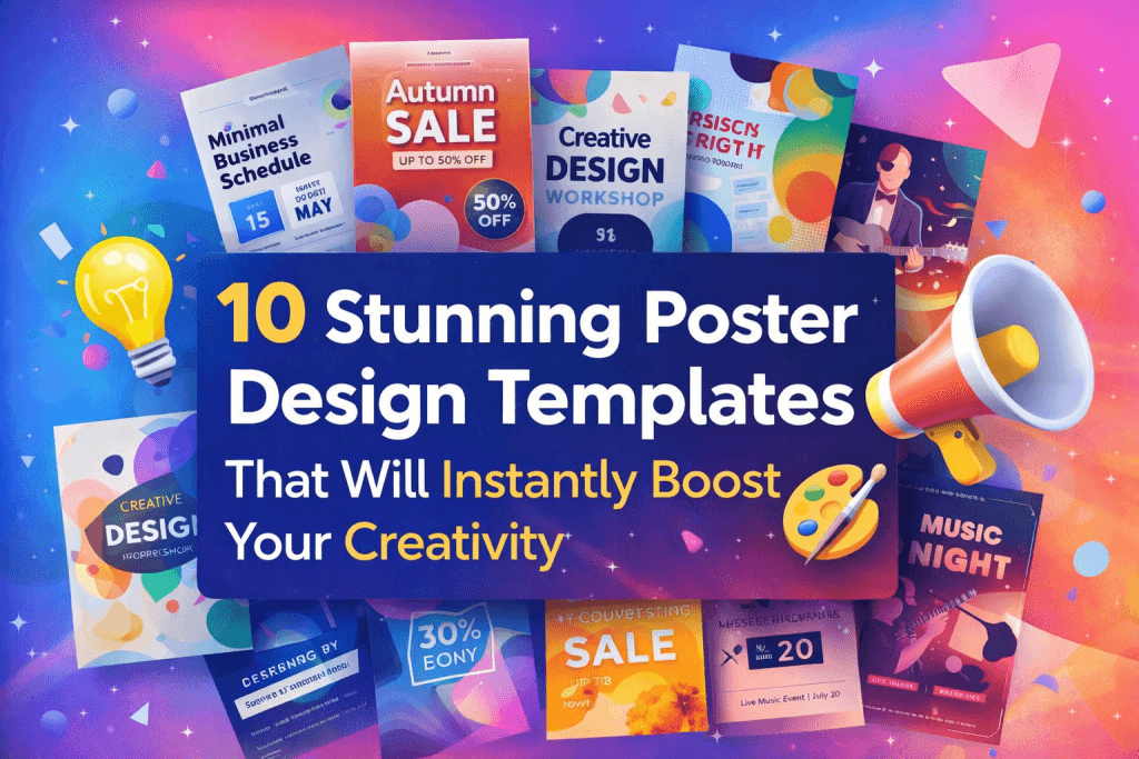 10 stunning poster design templates that boost creativity with modern, colorful layouts for marketing, branding, and social media